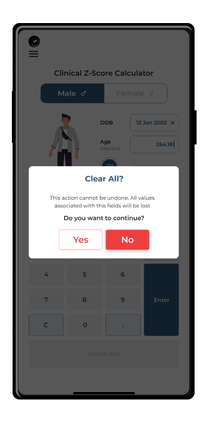 Z-Score Calculator App Screenshot 4 - Growth Chart Display